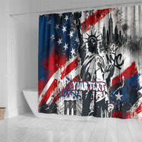 Personalized New York Statue Of Liberty Shower Curtain Grunge Street Art NYC Skyline American Pride