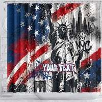 Personalized New York Statue Of Liberty Shower Curtain Grunge Street Art NYC Skyline American Pride