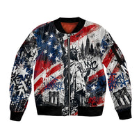 Personalized New York Statue Of Liberty Sleeve Zip Bomber Jacket Grunge Street Art NYC Skyline American Pride