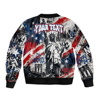Personalized New York Statue Of Liberty Sleeve Zip Bomber Jacket Grunge Street Art NYC Skyline American Pride