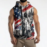 Personalized New York Statue Of Liberty Sleeveless Hoodie Grunge Street Art NYC Skyline American Pride
