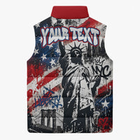 Personalized New York Statue Of Liberty Sleeveless Puffer Jacket Grunge Street Art NYC Skyline American Pride