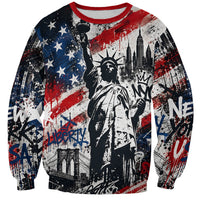 Personalized New York Statue Of Liberty Sweatshirt Grunge Street Art NYC Skyline American Pride