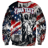 Personalized New York Statue Of Liberty Sweatshirt Grunge Street Art NYC Skyline American Pride