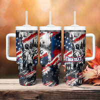 Personalized New York Statue Of Liberty Tumbler With Handle Grunge Street Art NYC Skyline American Pride