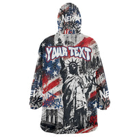 Personalized New York Statue Of Liberty Wearable Blanket Hoodie Grunge Street Art NYC Skyline American Pride