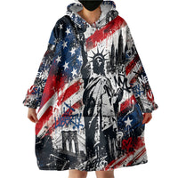 Personalized New York Statue Of Liberty Wearable Blanket Hoodie Grunge Street Art NYC Skyline American Pride