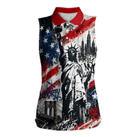 Personalized New York Statue Of Liberty Women Sleeveless Polo Shirt Grunge Street Art NYC Skyline American Pride