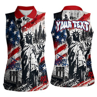 Personalized New York Statue Of Liberty Women Sleeveless Polo Shirt Grunge Street Art NYC Skyline American Pride