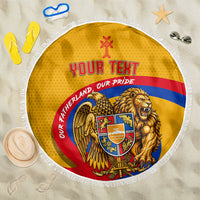 Personalized Armenia Coat Of Arms Beach Blanket Armenian Flag Map And Patriotic Eagle Lion