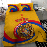 Personalized Armenia Coat Of Arms Bedding Set Armenian Flag Map And Patriotic Eagle Lion