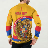 Personalized Armenia Coat Of Arms Button Sweatshirt Armenian Flag Map And Patriotic Eagle Lion