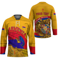 Personalized Armenia Coat Of Arms Hockey Jersey Armenian Flag Map And Patriotic Eagle Lion