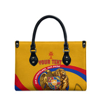 Personalized Armenia Coat Of Arms Leather Bag Armenian Flag Map And Patriotic Eagle Lion