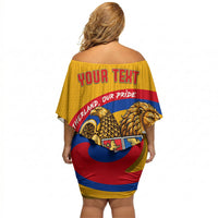 Personalized Armenia Coat Of Arms Off Shoulder Short Dress Armenian Flag Map And Patriotic Eagle Lion