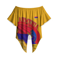 Personalized Armenia Coat Of Arms Off Shoulder Wrap Waist Top Armenian Flag Map And Patriotic Eagle Lion