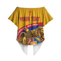 Personalized Armenia Coat Of Arms Off Shoulder Wrap Waist Top Armenian Flag Map And Patriotic Eagle Lion