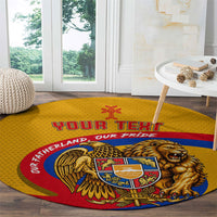 Personalized Armenia Coat Of Arms Round Carpet Armenian Flag Map And Patriotic Eagle Lion