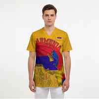 Personalized Armenia Coat Of Arms Scrub Top Armenian Flag Map And Patriotic Eagle Lion