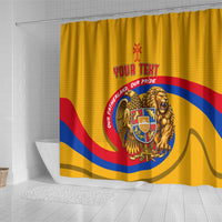 Personalized Armenia Coat Of Arms Shower Curtain Armenian Flag Map And Patriotic Eagle Lion