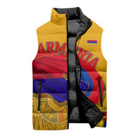 Personalized Armenia Coat Of Arms Sleeveless Puffer Jacket Armenian Flag Map And Patriotic Eagle Lion