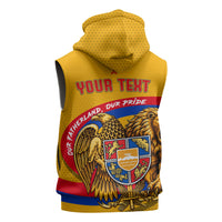 Personalized Armenia Coat Of Arms Sleeveless Zip Hoodie Armenian Flag Map And Patriotic Eagle Lion