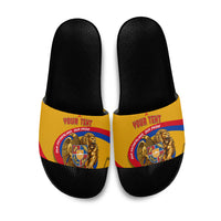 Personalized Armenia Coat Of Arms Slide Sandals Armenian Flag Map And Patriotic Eagle Lion