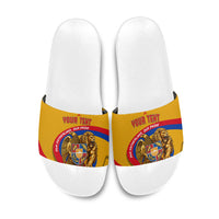 Personalized Armenia Coat Of Arms Slide Sandals Armenian Flag Map And Patriotic Eagle Lion