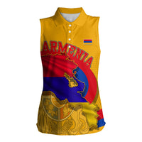 Personalized Armenia Coat Of Arms Women Sleeveless Polo Shirt Armenian Flag Map And Patriotic Eagle Lion
