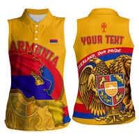 Personalized Armenia Coat Of Arms Women Sleeveless Polo Shirt Armenian Flag Map And Patriotic Eagle Lion