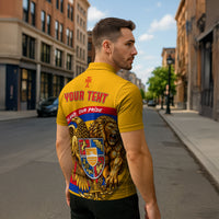 Personalized Armenia Coat Of Arms Zipper Polo Shirt Armenian Flag Map And Patriotic Eagle Lion
