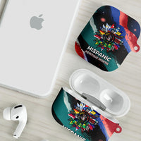 Hispanic Heritage Month Unidos We Rise AirPods Case Vibrant Sunflower Flags - Globe Graphic With Splatter Paint