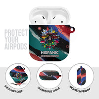 Hispanic Heritage Month Unidos We Rise AirPods Case Vibrant Sunflower Flags - Globe Graphic With Splatter Paint