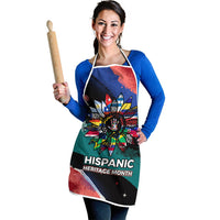 Hispanic Heritage Month Unidos We Rise Apron Vibrant Sunflower Flags - Globe Graphic With Splatter Paint