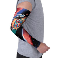 Hispanic Heritage Month Unidos We Rise Arm Sleeves Vibrant Sunflower Flags - Globe Graphic With Splatter Paint