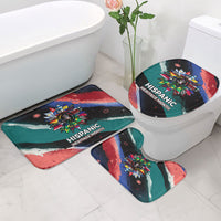 Hispanic Heritage Month Unidos We Rise Bathroom Set Vibrant Sunflower Flags - Globe Graphic With Splatter Paint