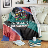 Hispanic Heritage Month Unidos We Rise Blanket Vibrant Sunflower Flags - Globe Graphic With Splatter Paint