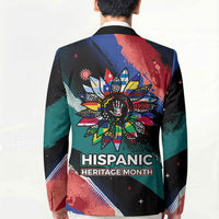 Hispanic Heritage Month Unidos We Rise Blazer Vibrant Sunflower Flags - Globe Graphic With Splatter Paint