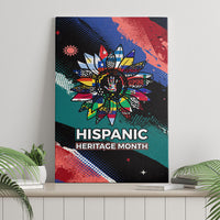 Hispanic Heritage Month Unidos We Rise Canvas Wall Art Vibrant Sunflower Flags - Globe Graphic With Splatter Paint