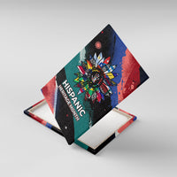 Hispanic Heritage Month Unidos We Rise Canvas Wall Art Vibrant Sunflower Flags - Globe Graphic With Splatter Paint