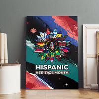 Hispanic Heritage Month Unidos We Rise Canvas Wall Art Vibrant Sunflower Flags - Globe Graphic With Splatter Paint