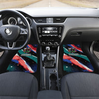 Hispanic Heritage Month Unidos We Rise Car Mats Vibrant Sunflower Flags - Globe Graphic With Splatter Paint
