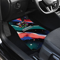 Hispanic Heritage Month Unidos We Rise Car Mats Vibrant Sunflower Flags - Globe Graphic With Splatter Paint