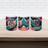 Hispanic Heritage Month Unidos We Rise Ceramic Mug Vibrant Sunflower Flags - Globe Graphic With Splatter Paint