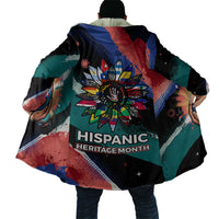 Hispanic Heritage Month Unidos We Rise Cloak Vibrant Sunflower Flags - Globe Graphic With Splatter Paint