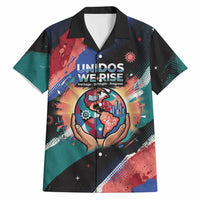 Hispanic Heritage Month Unidos We Rise Hawaiian Shirt Vibrant Sunflower Flags - Globe Graphic With Splatter Paint