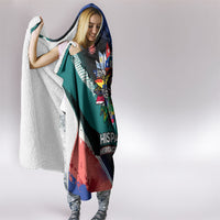 Hispanic Heritage Month Unidos We Rise Hooded Blanket Vibrant Sunflower Flags - Globe Graphic With Splatter Paint