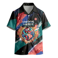 Hispanic Heritage Month Unidos We Rise Kid Hawaiian Shirt Vibrant Sunflower Flags - Globe Graphic With Splatter Paint