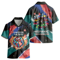 Hispanic Heritage Month Unidos We Rise Kid Hawaiian Shirt Vibrant Sunflower Flags - Globe Graphic With Splatter Paint