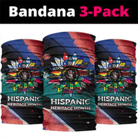 Hispanic Heritage Month Unidos We Rise Neck Gaiter Vibrant Sunflower Flags - Globe Graphic With Splatter Paint